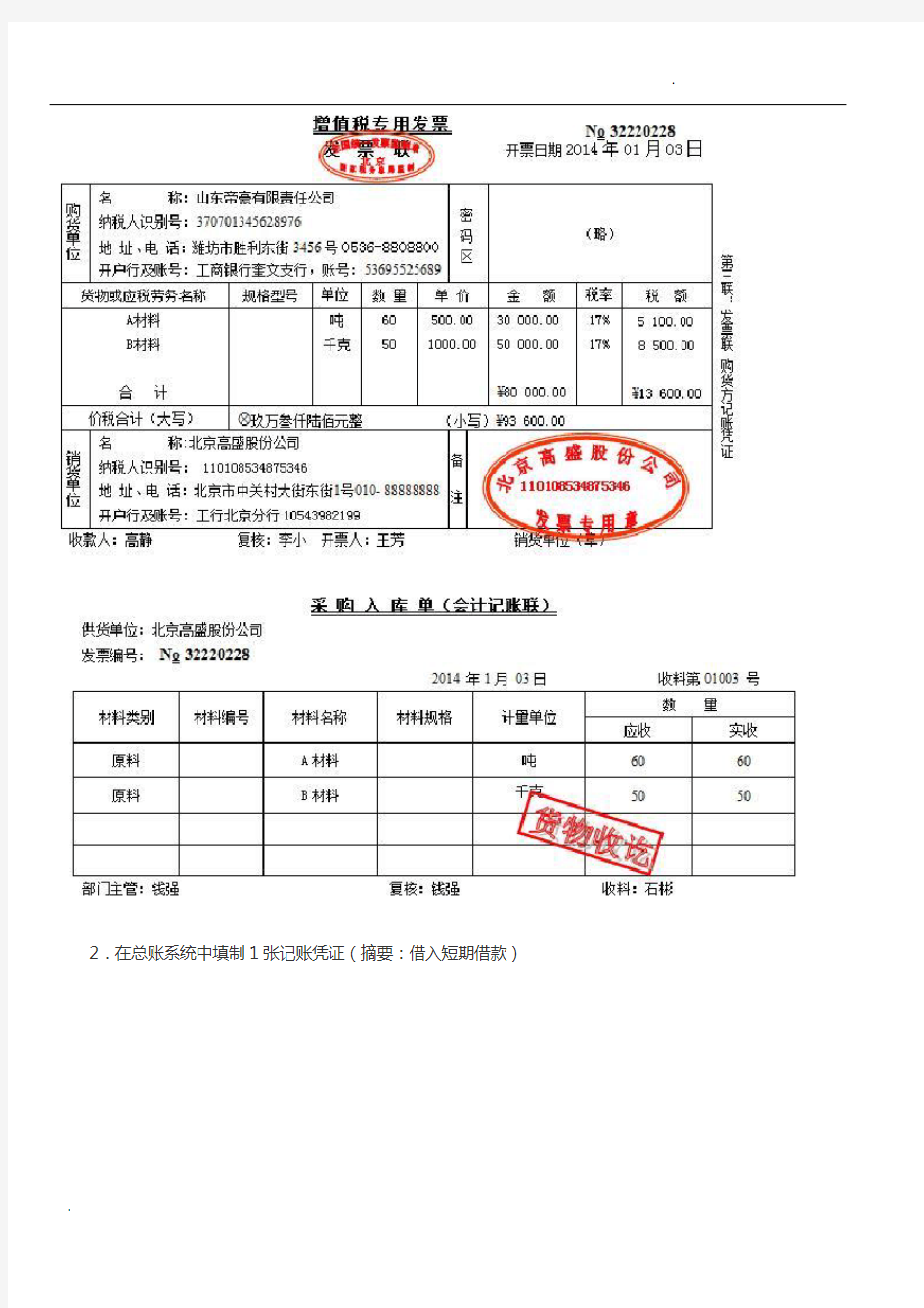 2014年山东省春季高考技能考试会计电算化专业试题