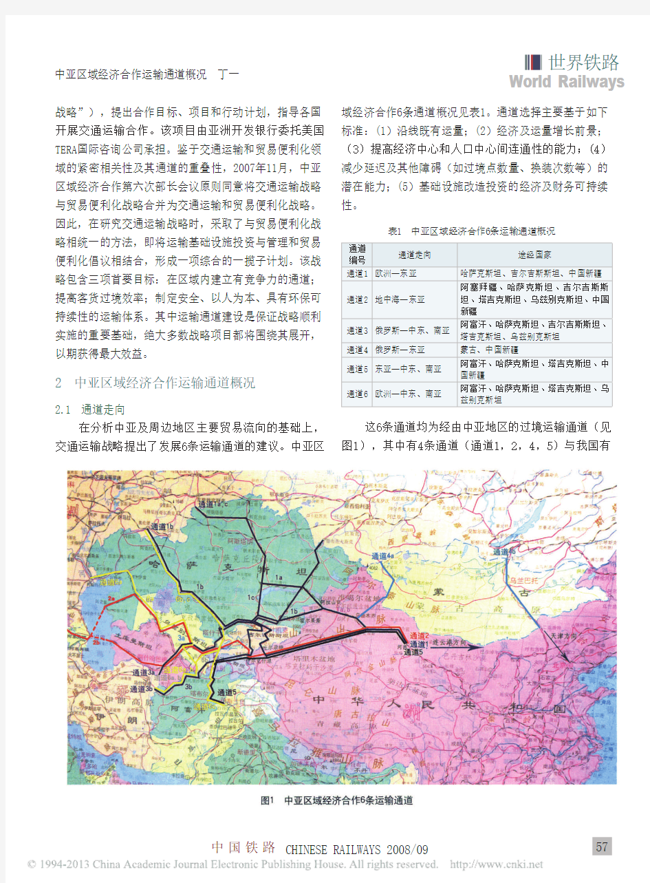 中亚区域经济合作运输通道概况