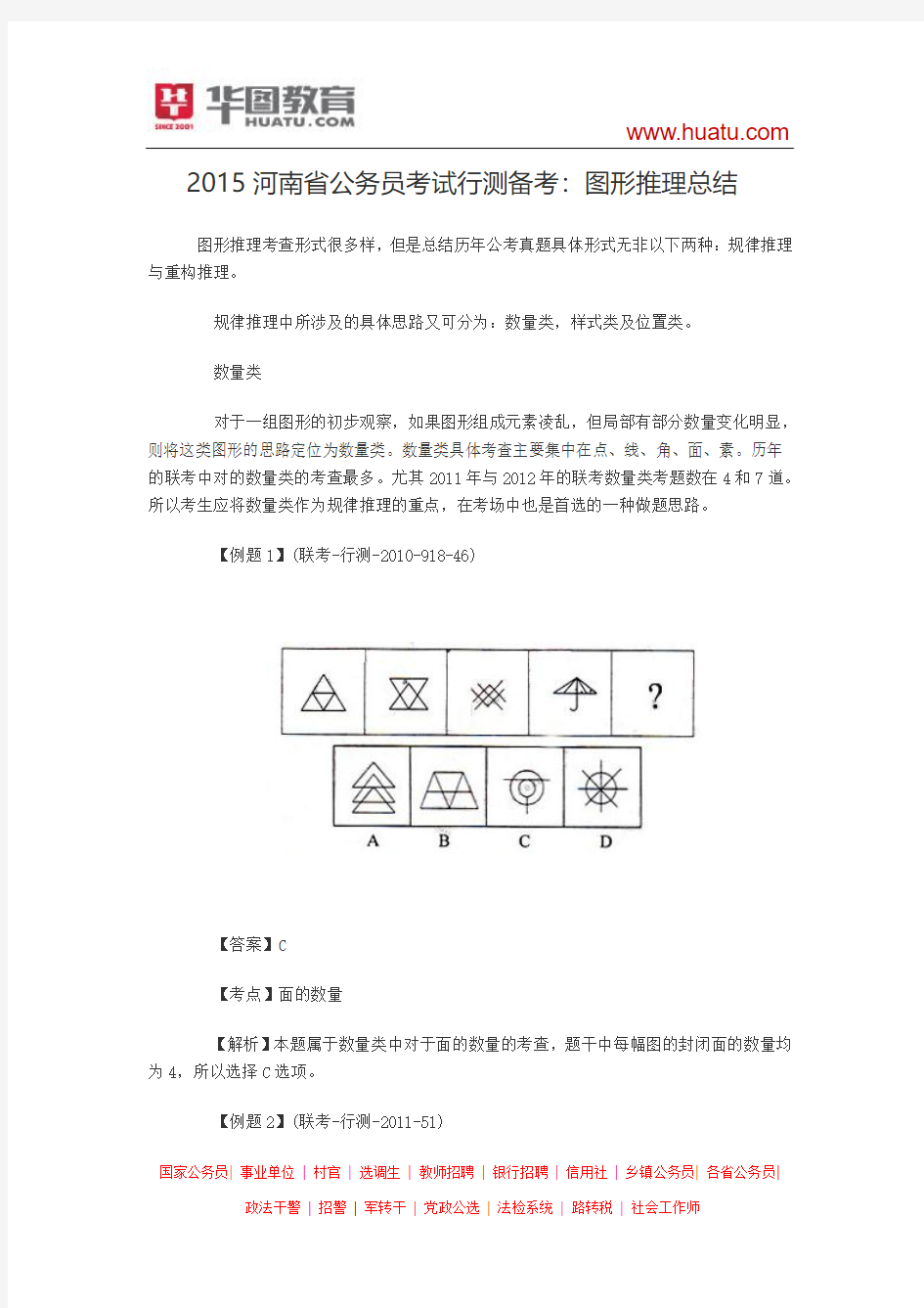 2015河南省公务员考试行测备考 图形推理总结