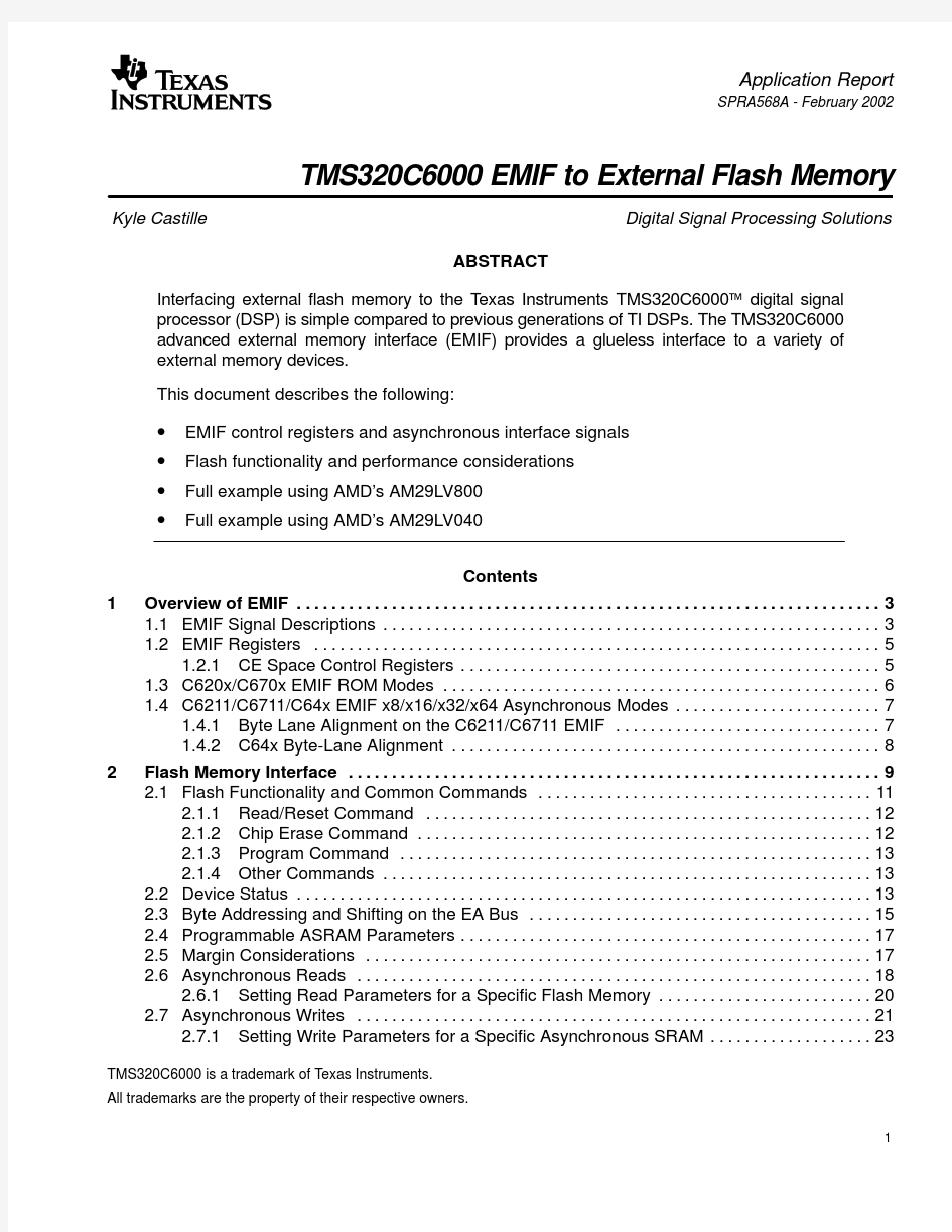 TMS320C6000 EMIF to External Flash Memory