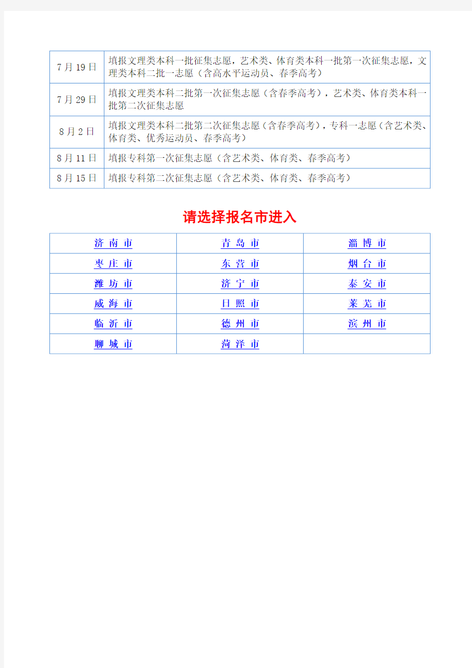 山东省普通高校招生志愿填报系统