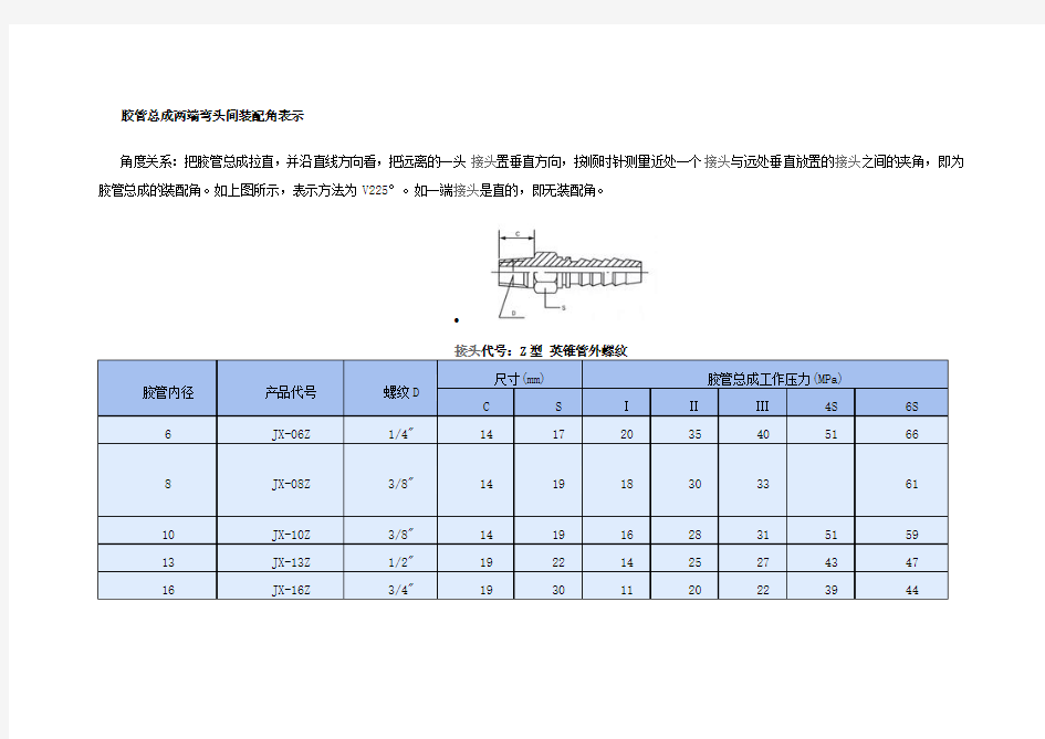 普通液压管接头尺寸