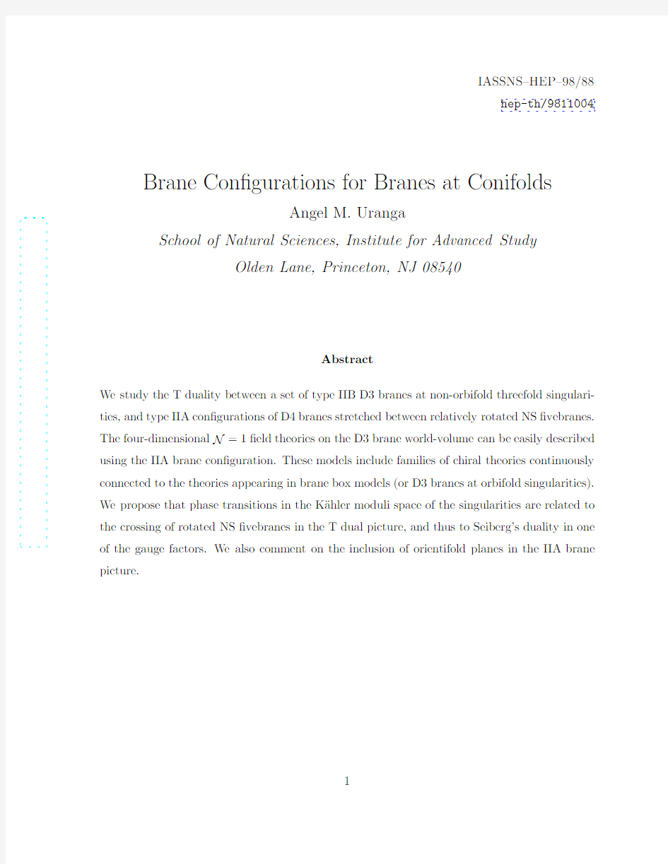 Brane Configurations for Branes at Conifolds