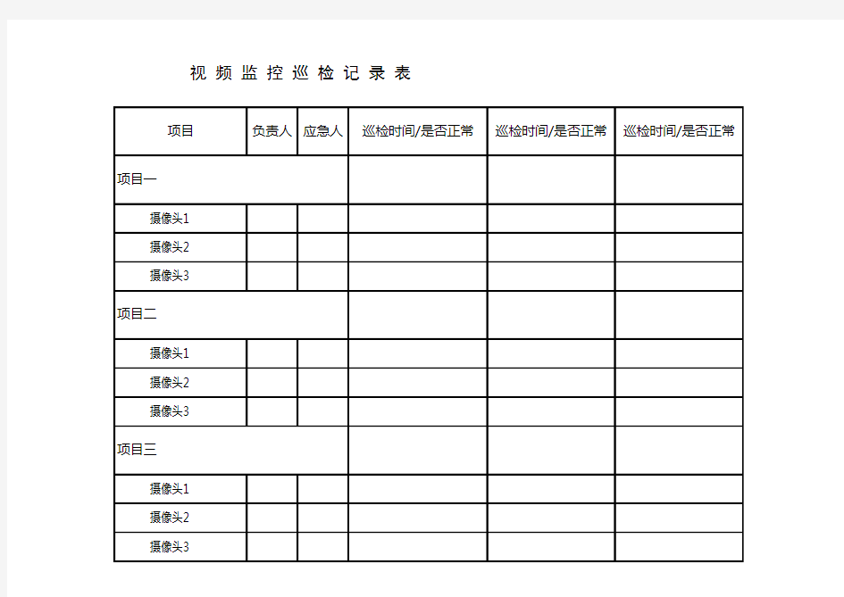 视频监控巡检记录表