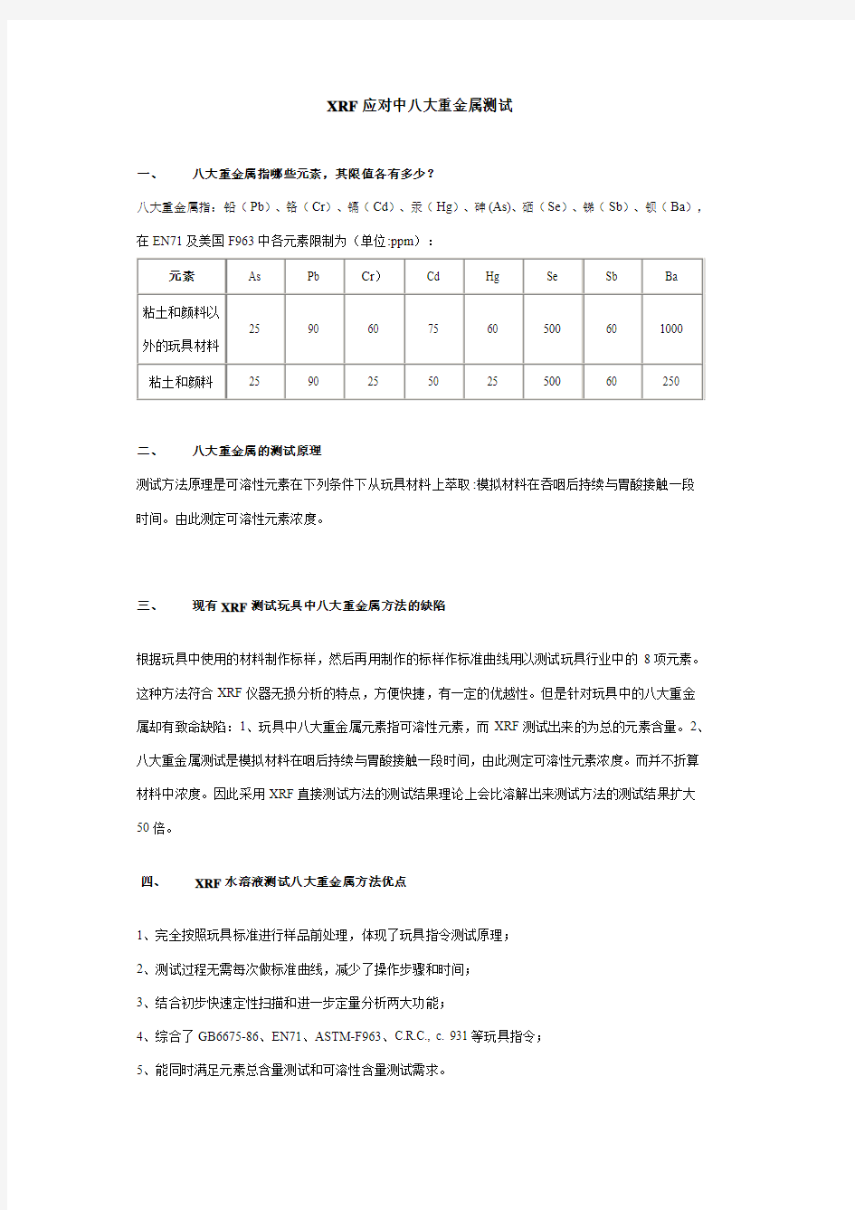 XRF应对中八大重金属测试