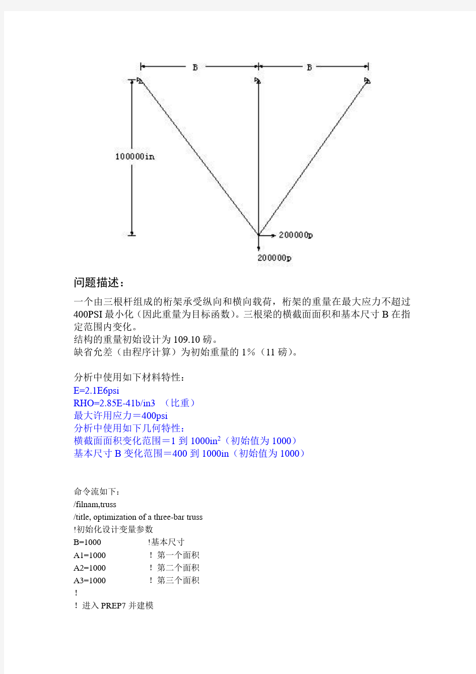 ansys三根杆桁架优化问题命令流