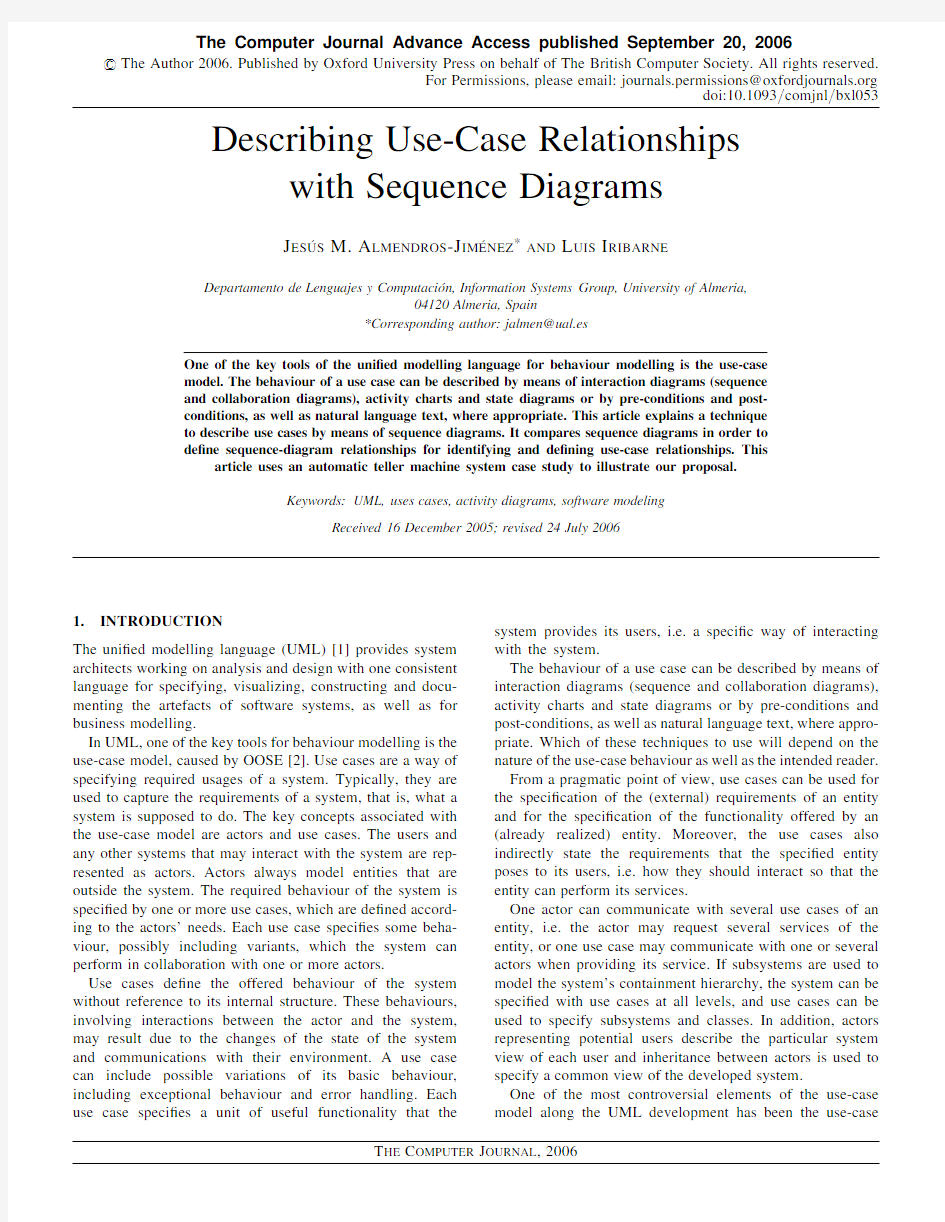 doi10.1093comjnlbxl053 Describing Use-Case Relationships with Sequence Diagrams