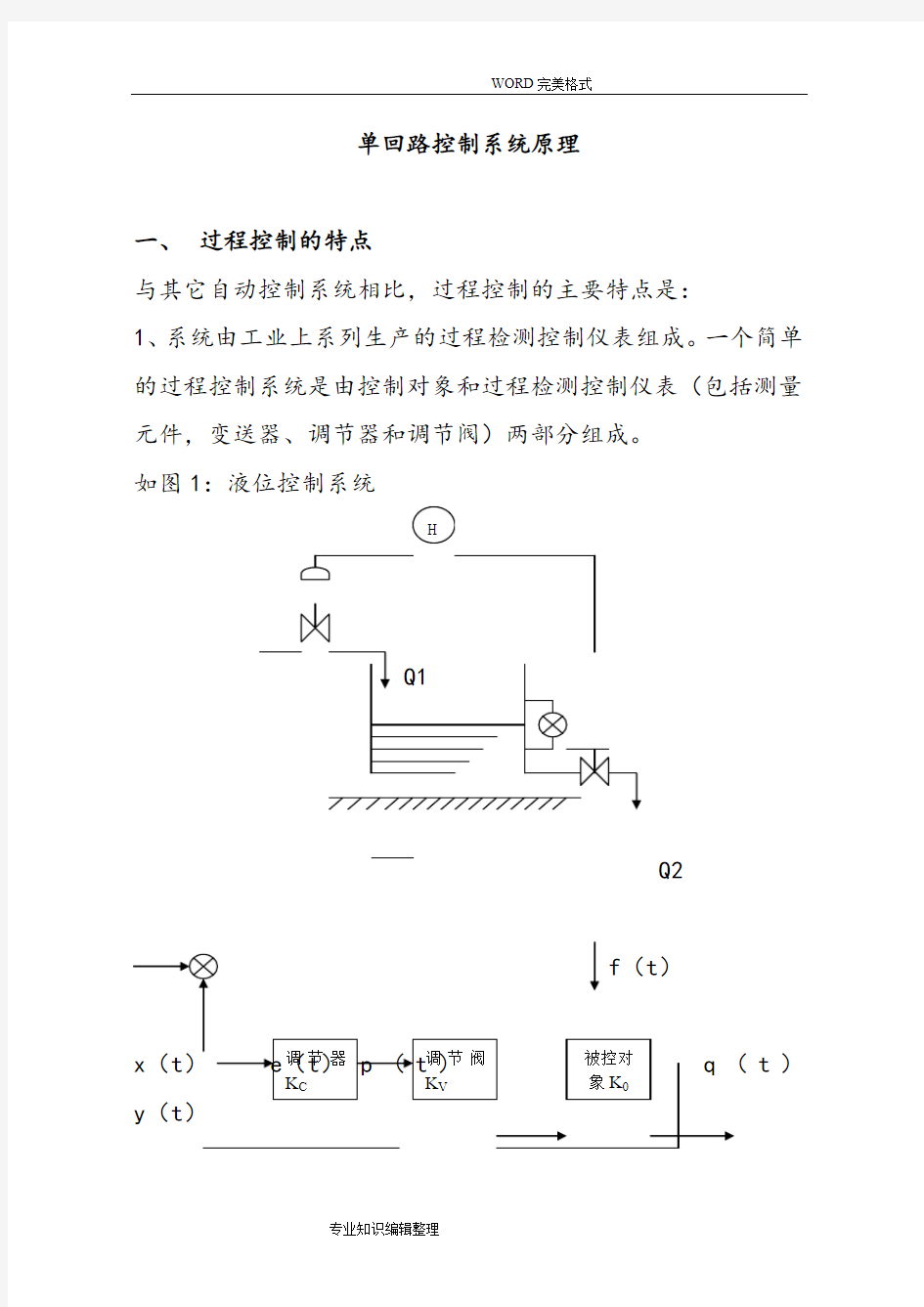 单回路控制系统原理