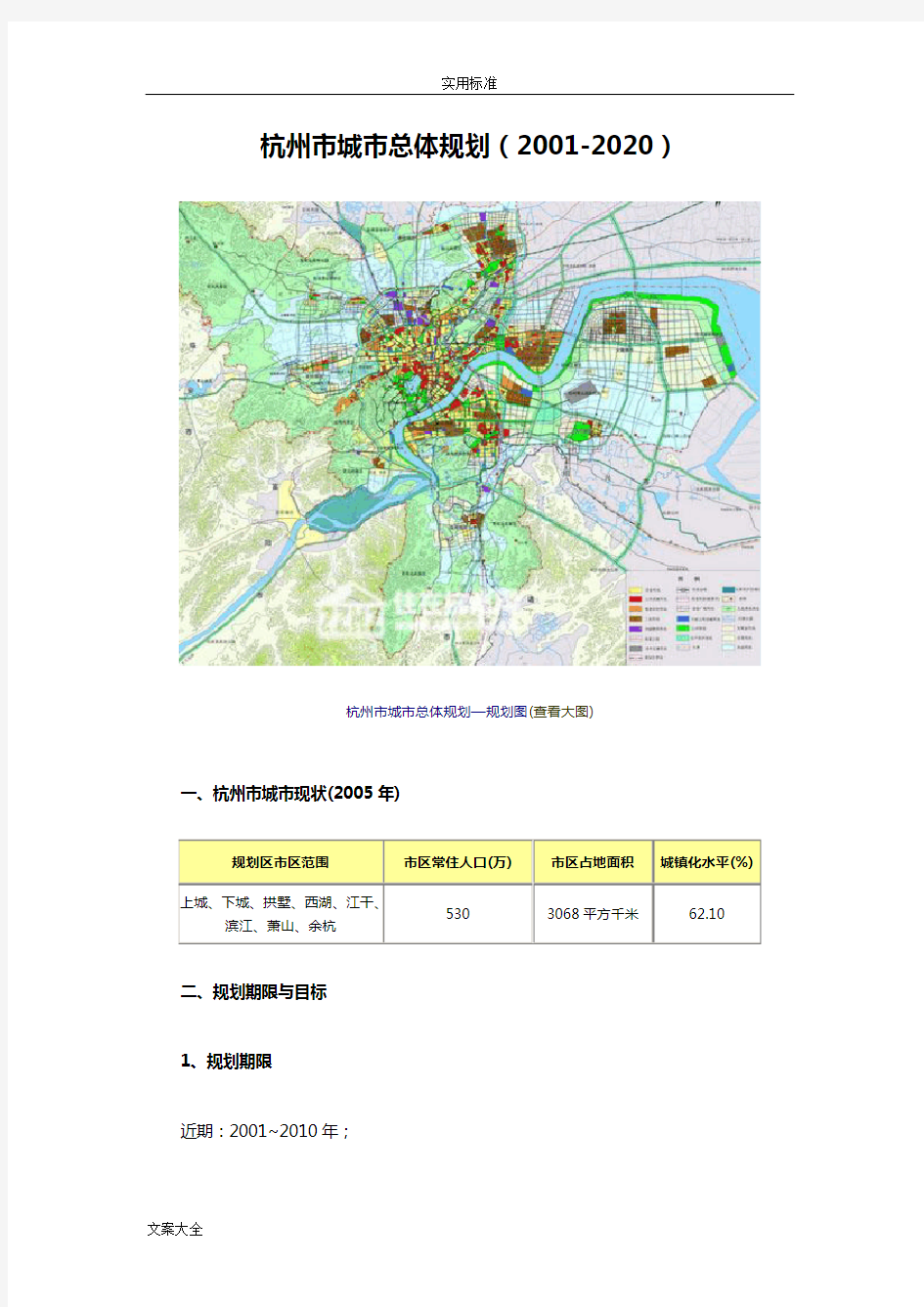 杭州市城市总体规划(2001-2020)