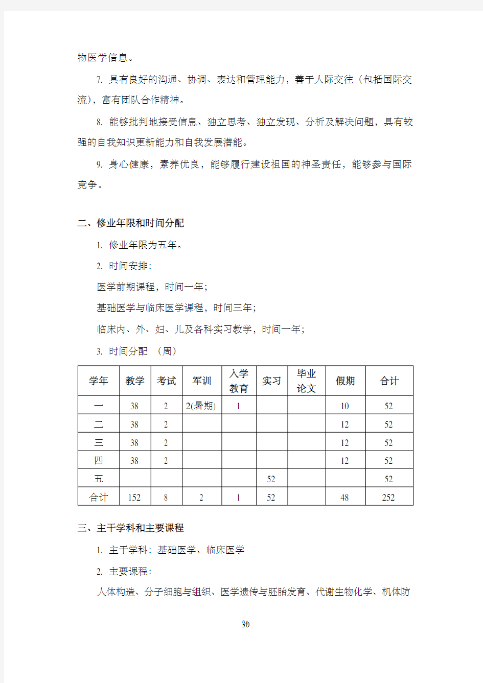 上海交通大学医学院临床医学五年制培养计划(2019)