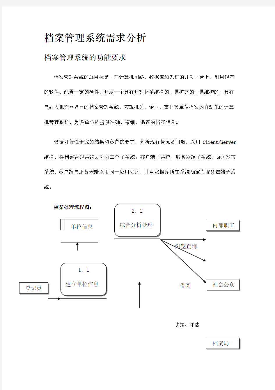 档案管理系统的需求分析