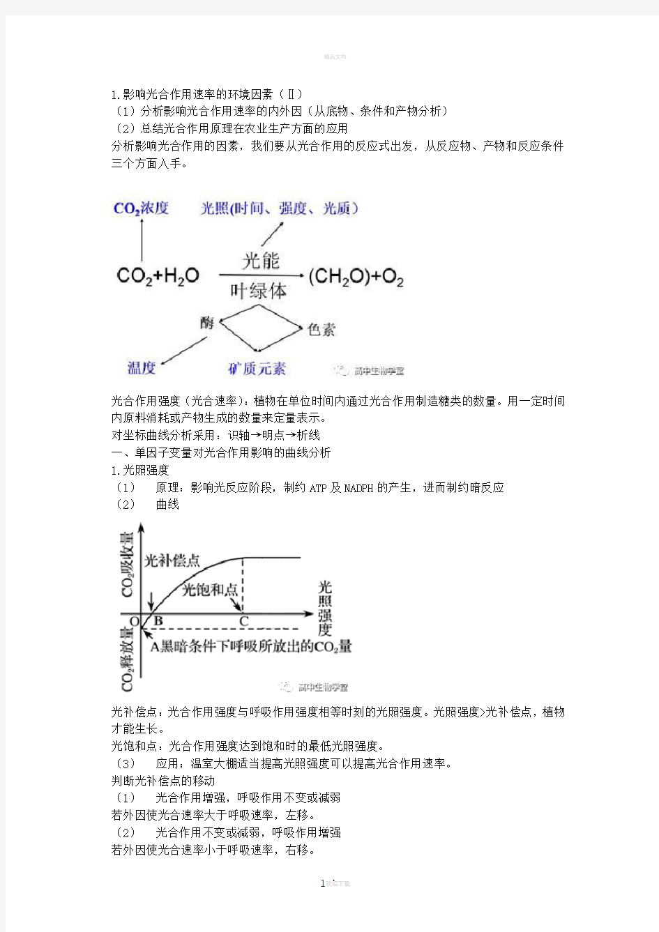 光合作用-影响光合作用的因素