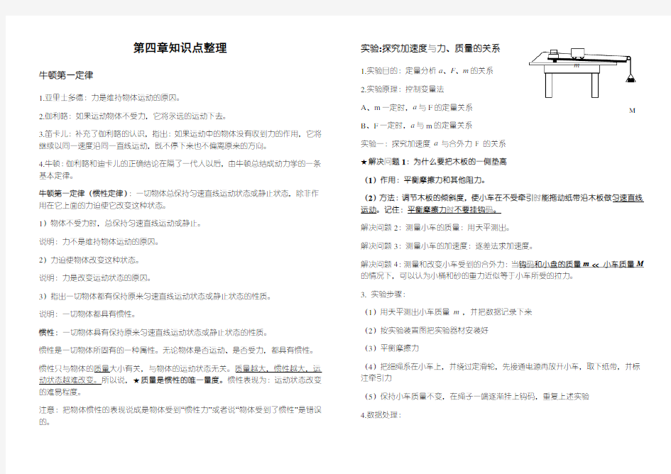 高中物理必修一第四章知识点整理