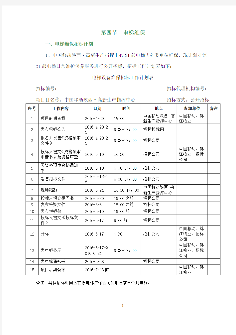 电梯维保招标方案.doc