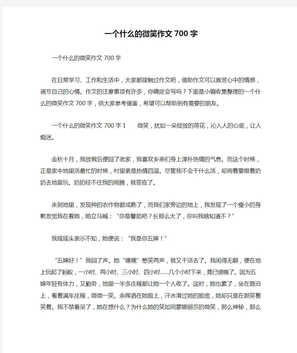 一个什么的微笑作文700字