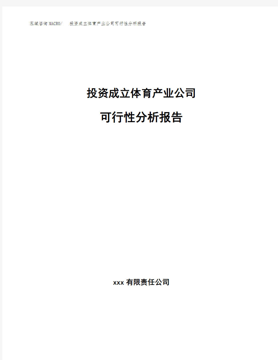 投资成立体育产业公司可行性分析报告