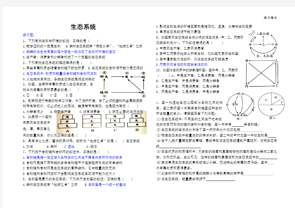 生态系统  练习题