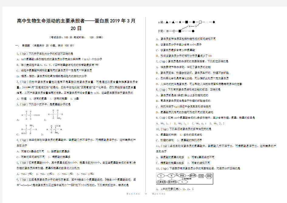 高中生物生命活动的主要承担者——蛋白质