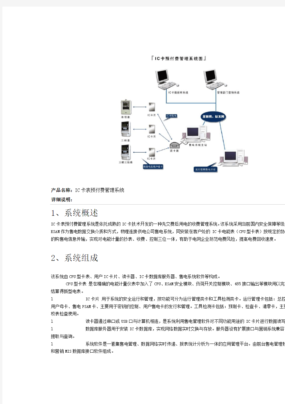 IC卡表预付费管理系统