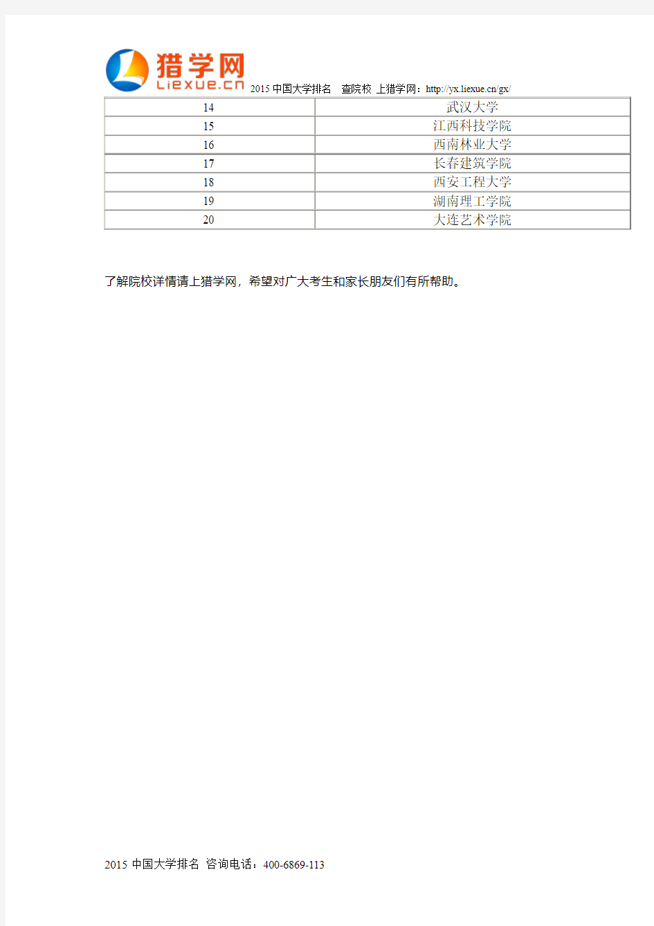 环境设计专业大学排名