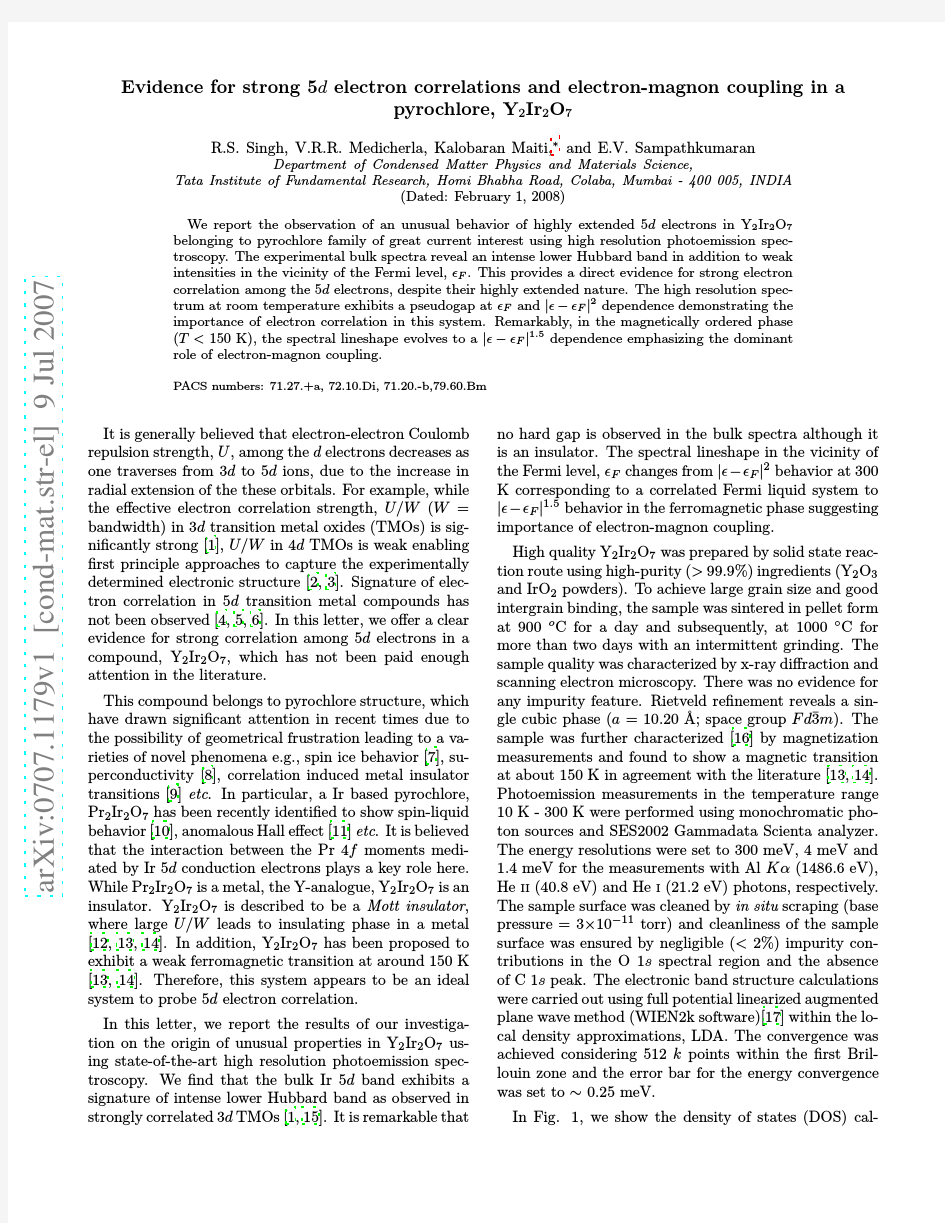 Evidence for strong 5d electron correlations and electron-magnon coupling in a pyrochlore,