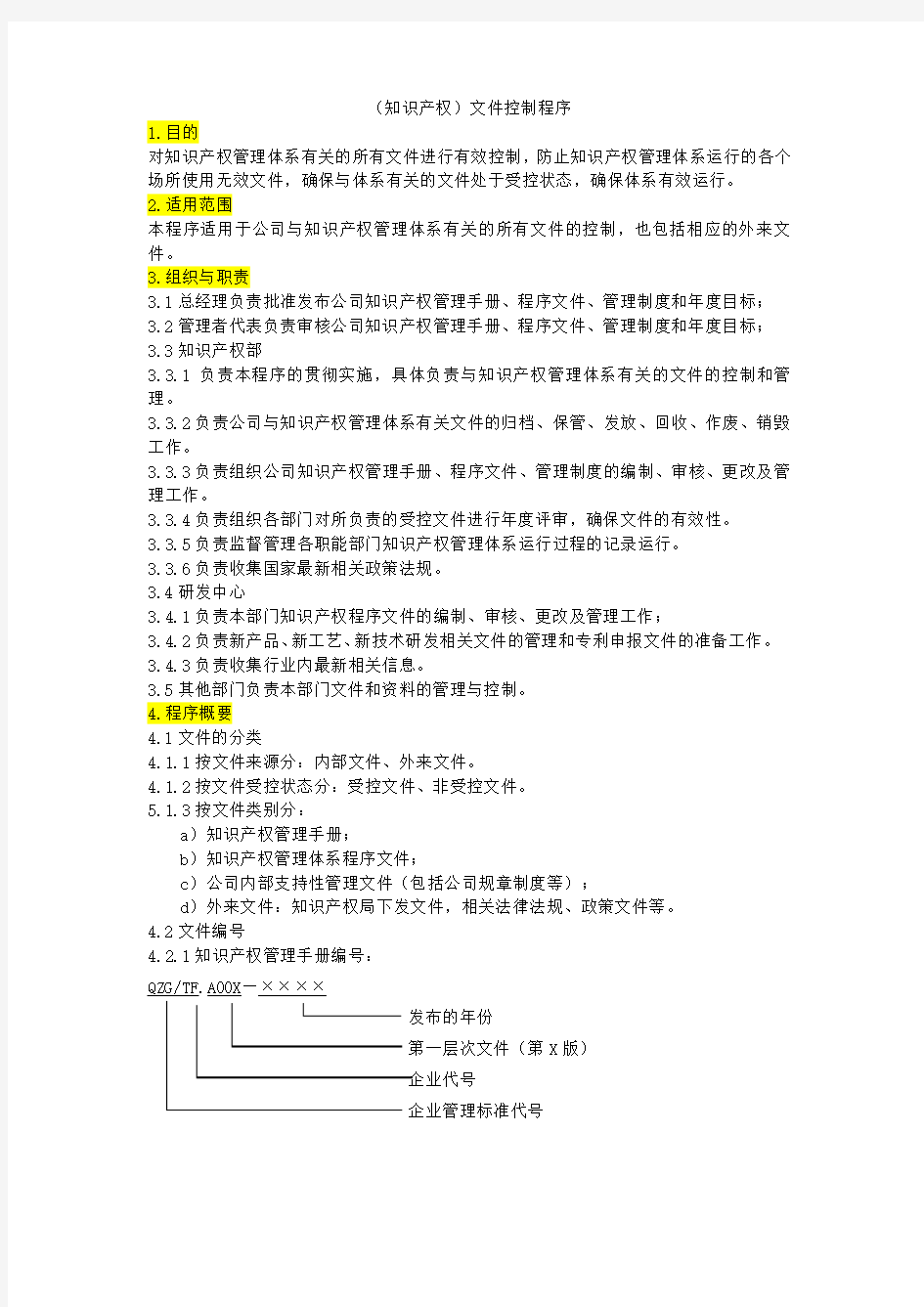 (知识产权)文件控制程序