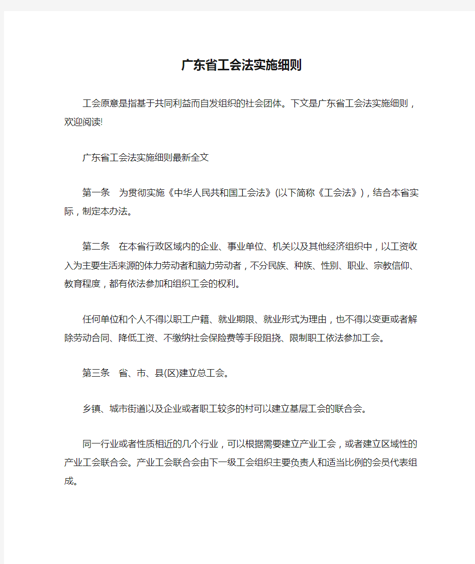  广东省工会法实施细则