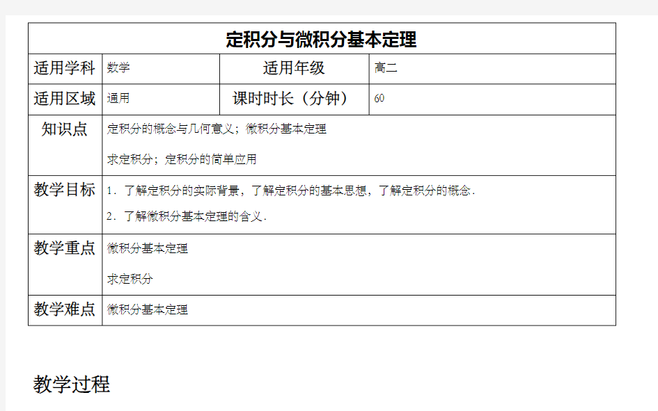 定积分与微积分基本定理