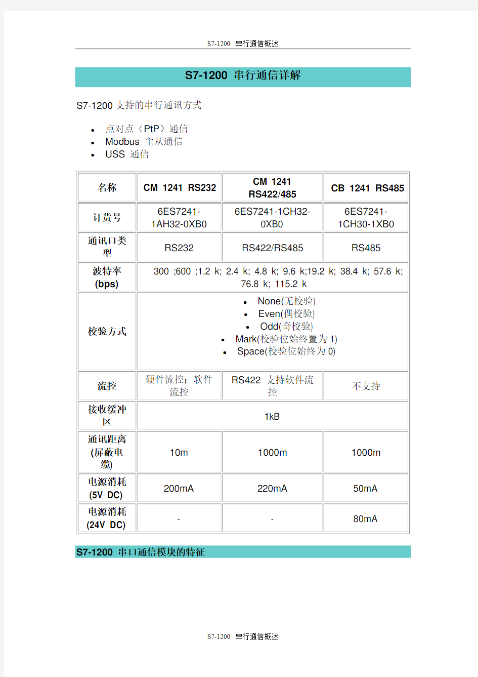 S7-1200 串行通信概述