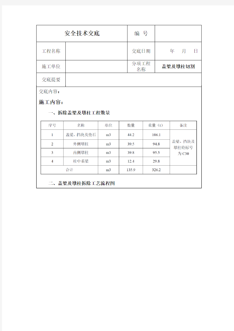 混凝土绳锯切割安全技术交底