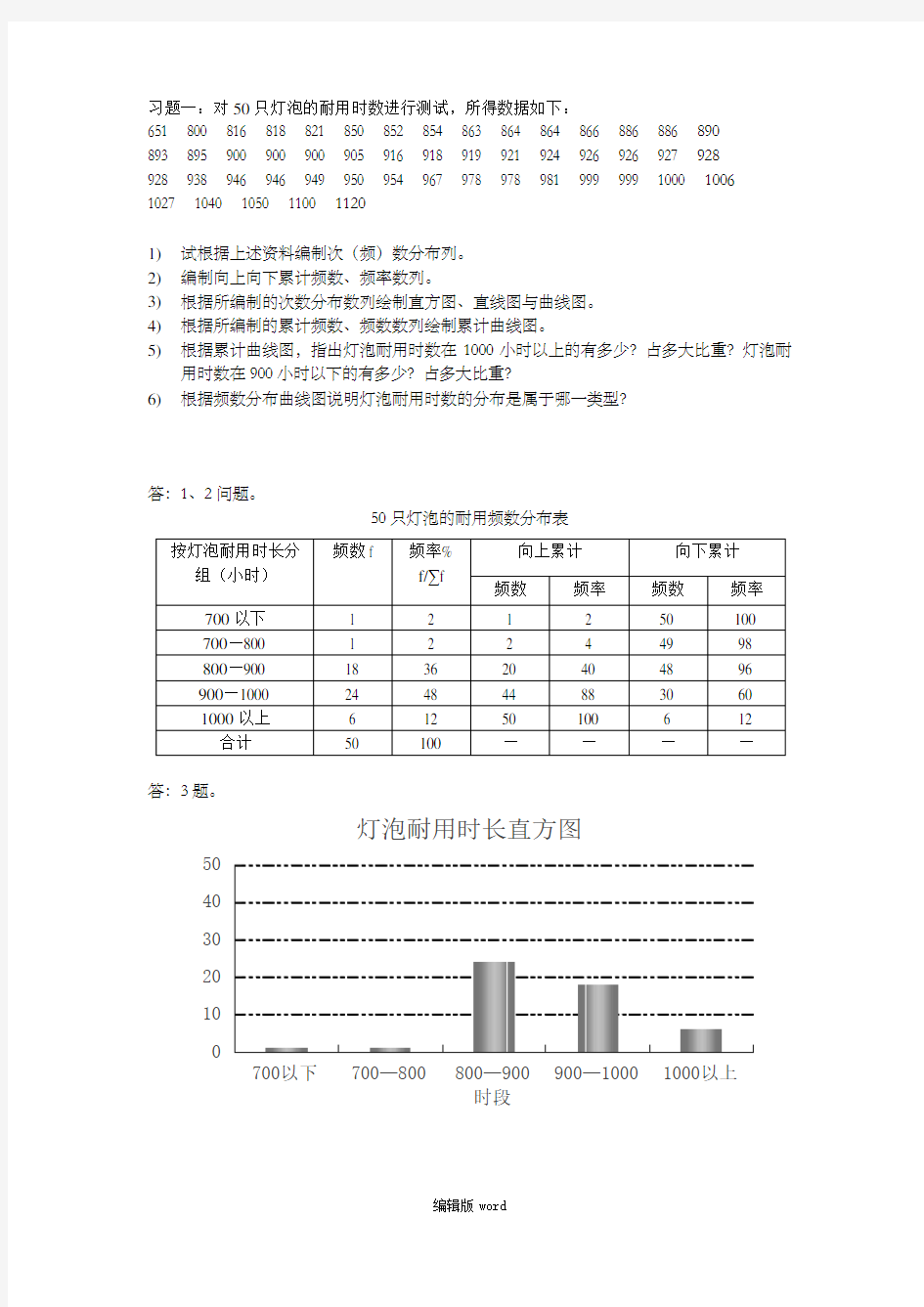 统计学课后习题最新版本