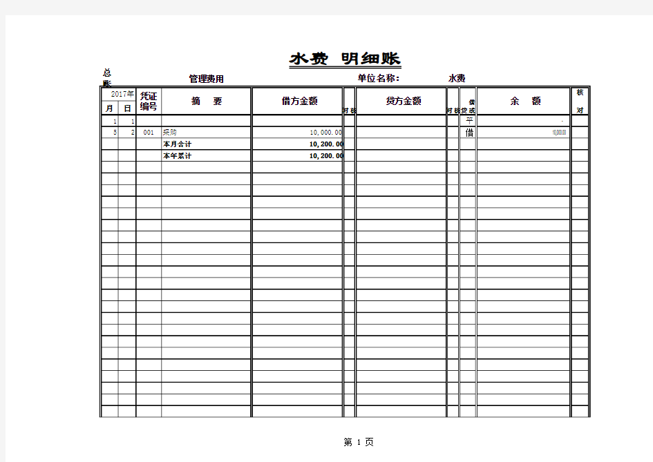 会计科目明细账-(函数自动生成)1