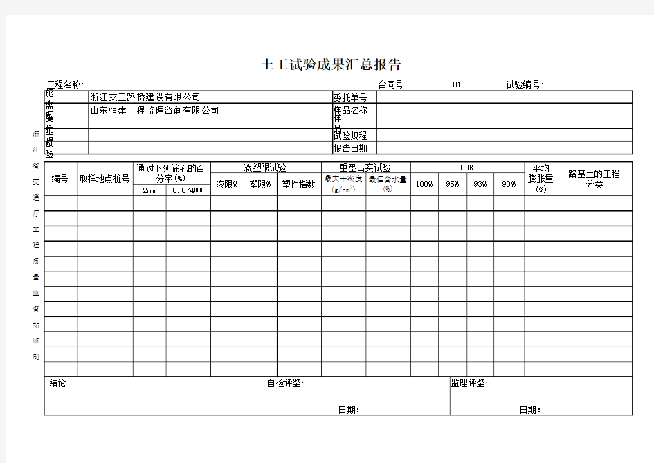 土工试验成果汇总报告