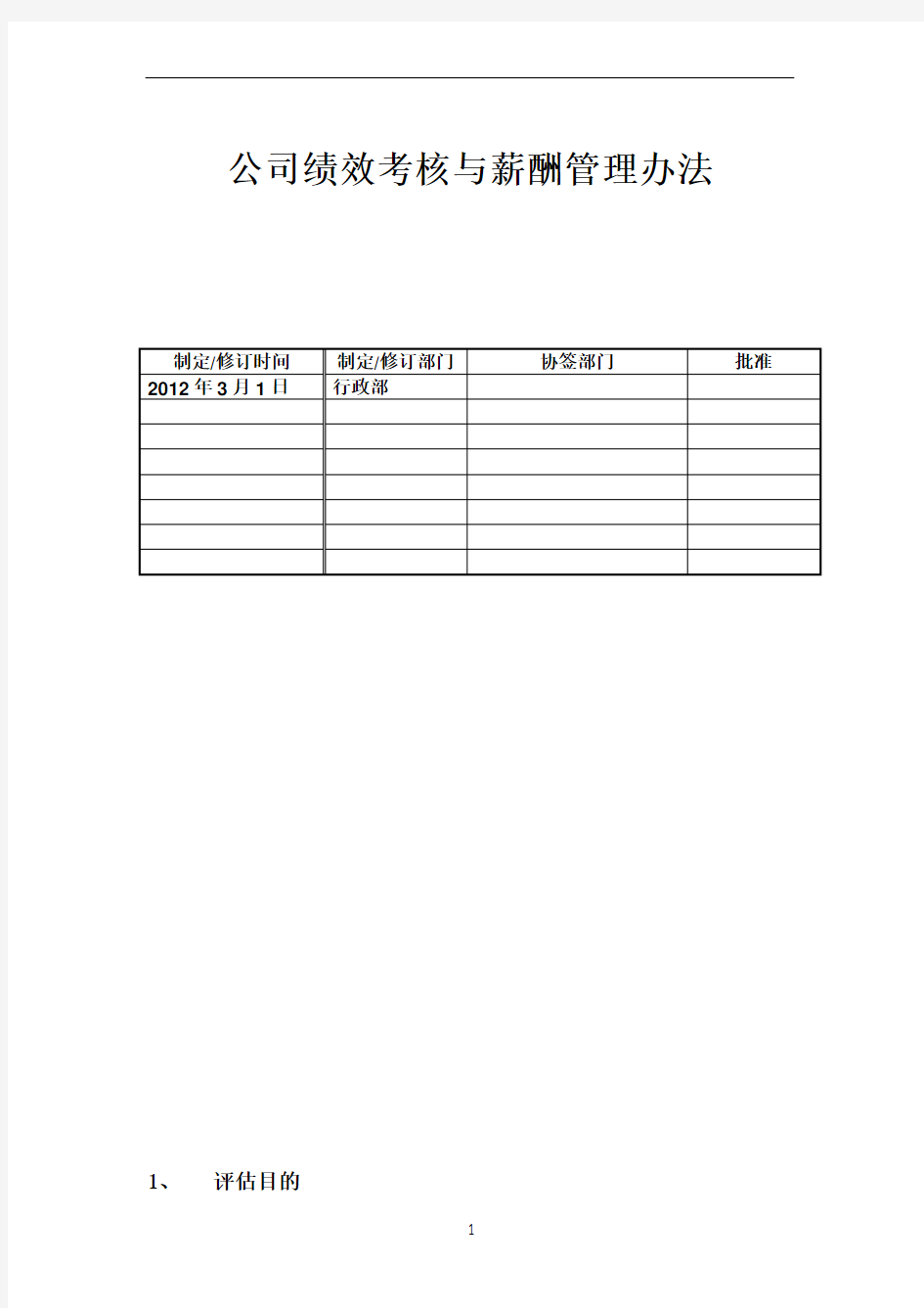 公司绩效考核与薪酬管理办法