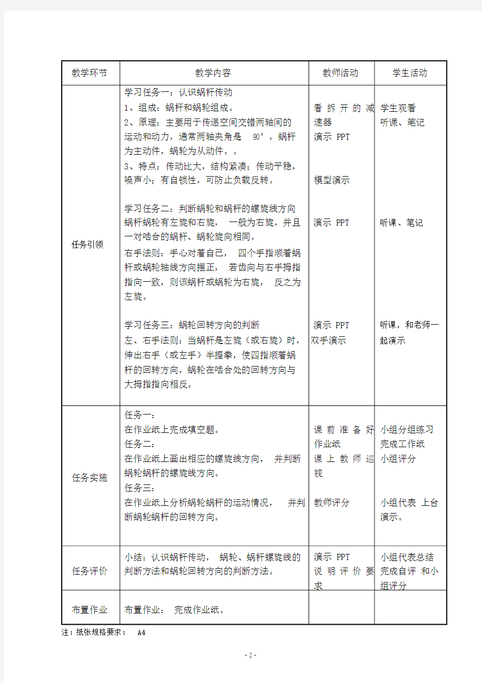 (完整word版)蜗杆传动教案.doc