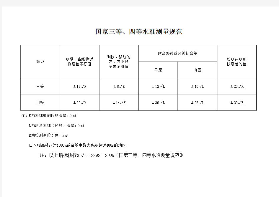 国家三等、四等水准测量规范