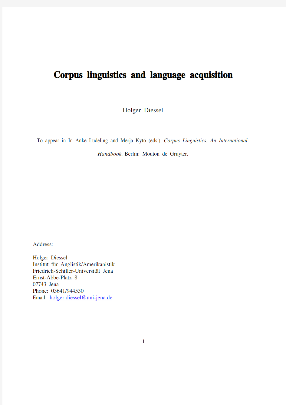 Corpus linguistics and language acquisition