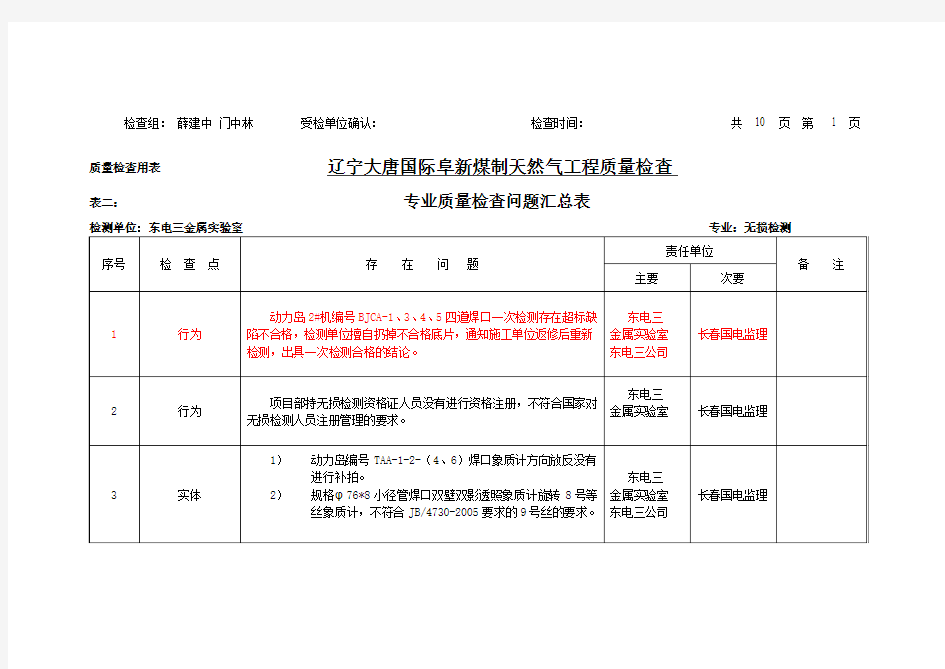 无损检测表(二、三、四、五)