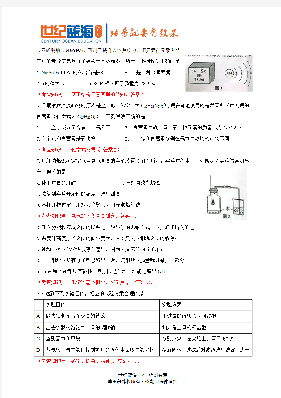 2016年厦门市中考化学试卷及解析