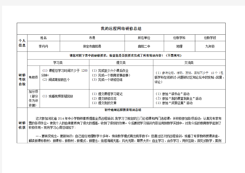 我的远程网络研修总结