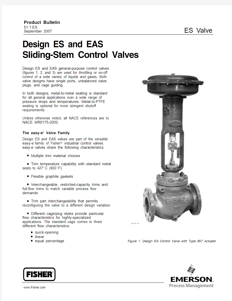 Design es and eas sliding-stem control valve