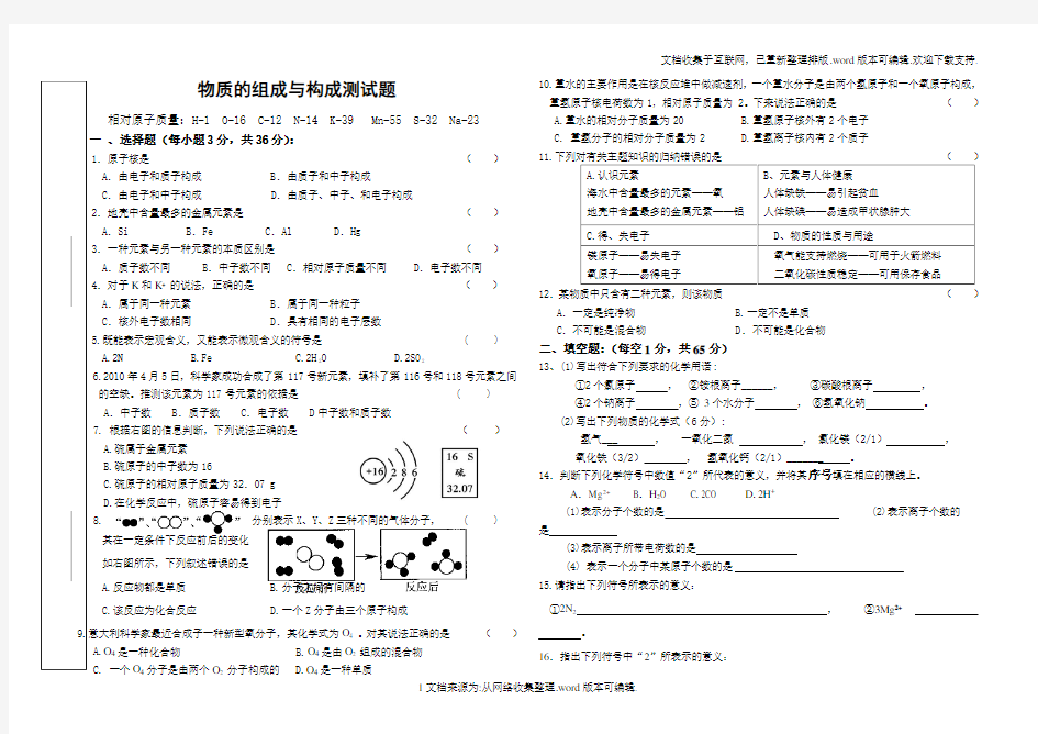 物质的组成与构成练习题