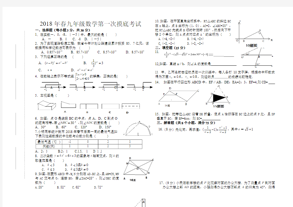 2018初三一模数学试卷及答案