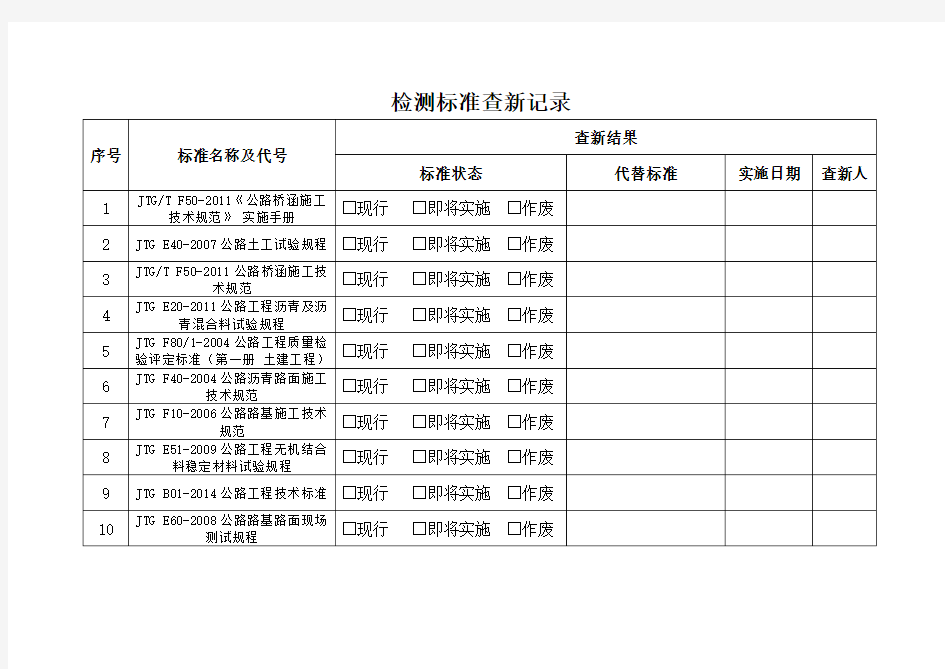 标准规范查新记录