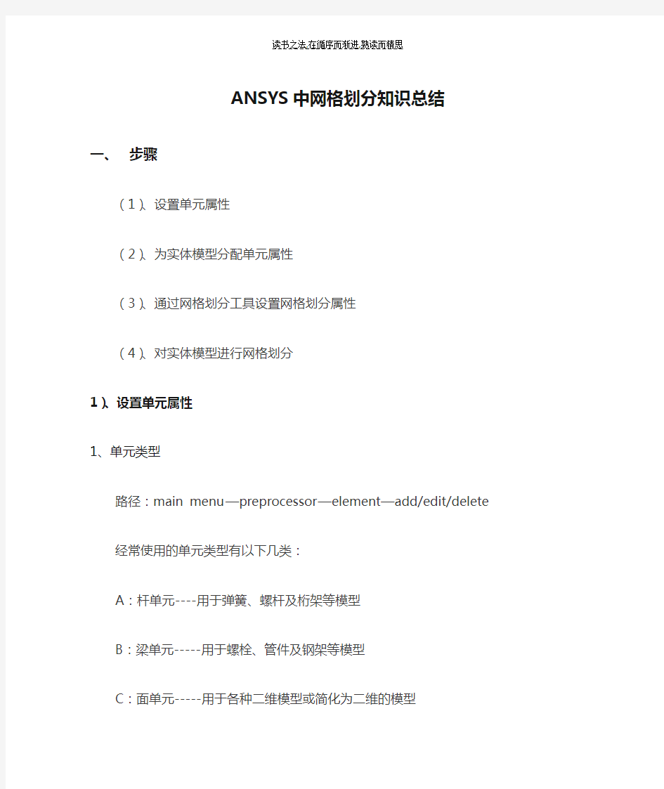 ANSYS中网格划分知识总结