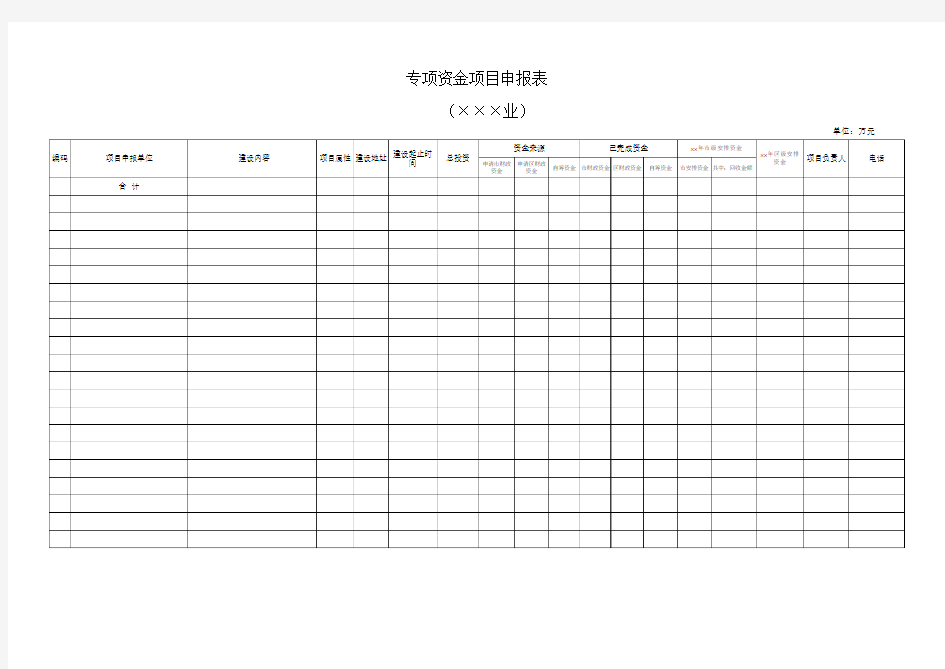 专项资金项目申报表(表格模板、XLS格式).xls