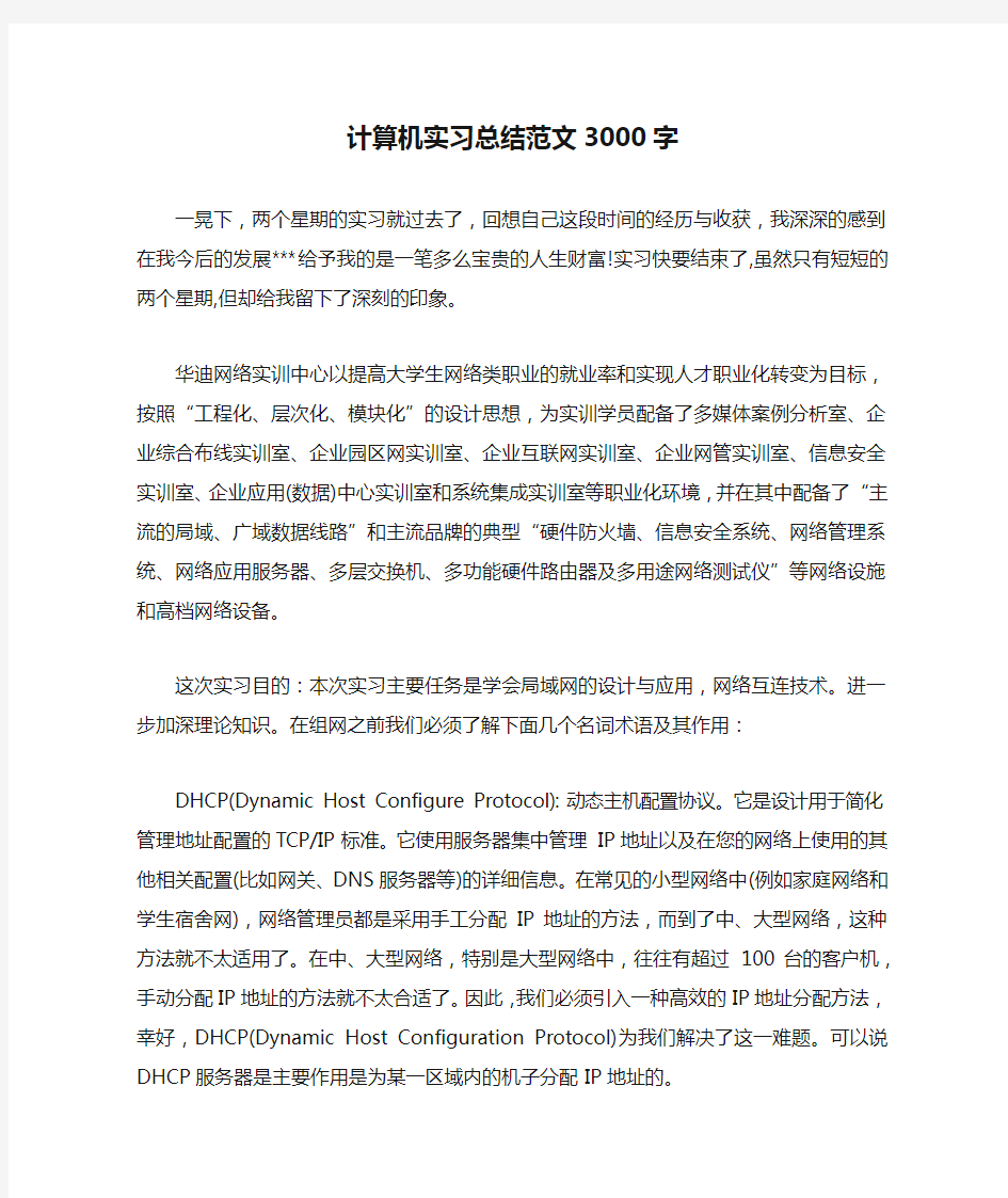 计算机实习总结范文3000字