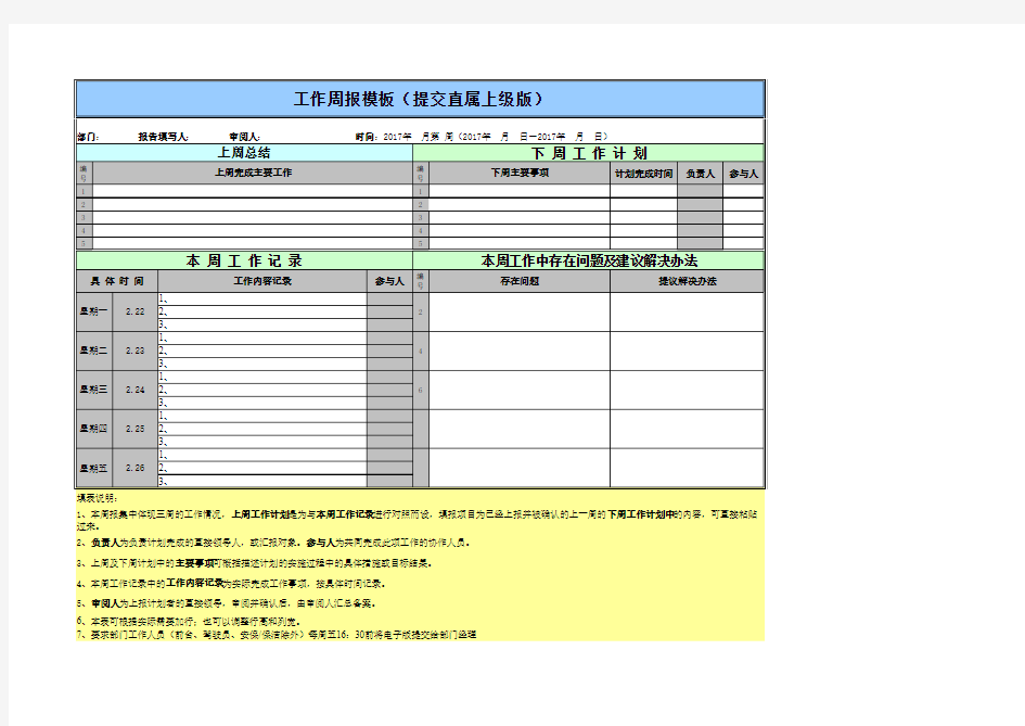 最新公司工作周报模板