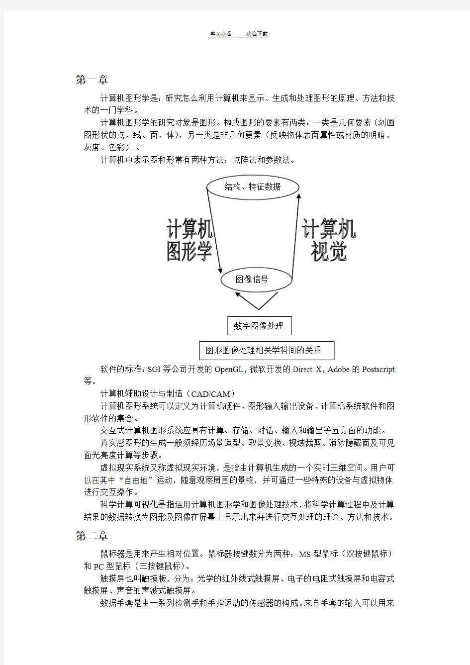 计算机图形学主要知识点