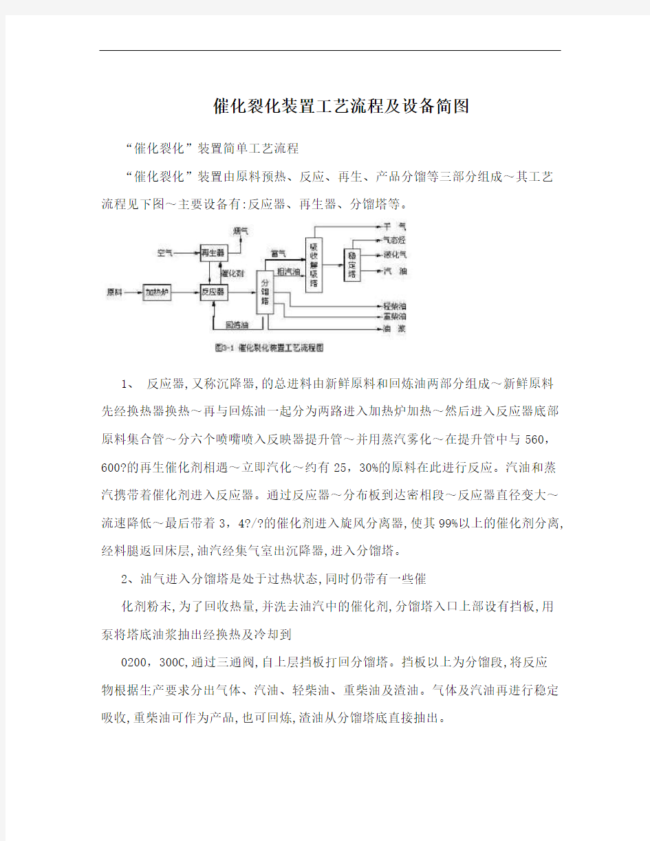 催化裂化装置工艺流程及设备简图